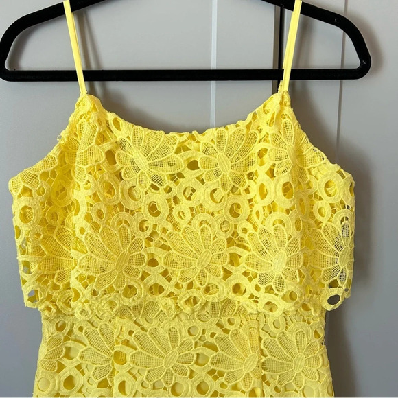 Nanette LePore Dress Bella Donna Lemon Meringue Floral Lace Over Size 6 - Picture 3 of 8